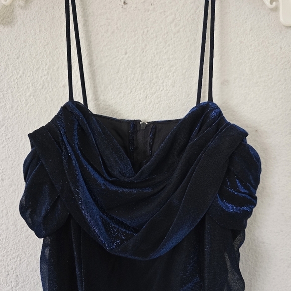 Vintage All That Jazz Dress Black Blue Women Metallic Mini Fit Flare Whimsigoth - Picture 4 of 13